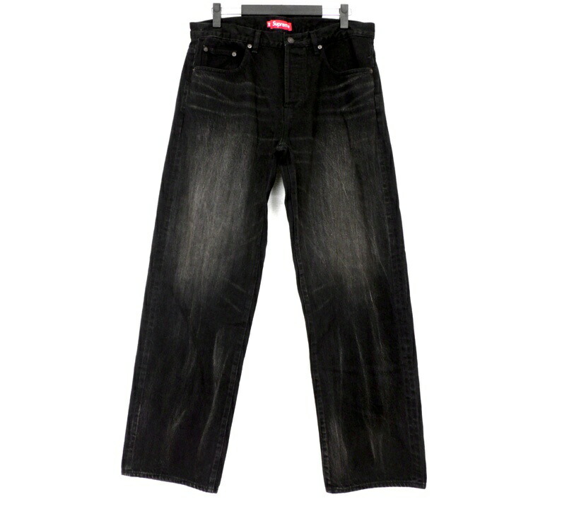 シュプリーム Supreme 25SS 【 Distressed Loose Fit Selvedge Jean Washed Black 】 ルーズフィット セルビッジ ジーンズ デニム パンツ ブラック サイズ34 w26503【中古】