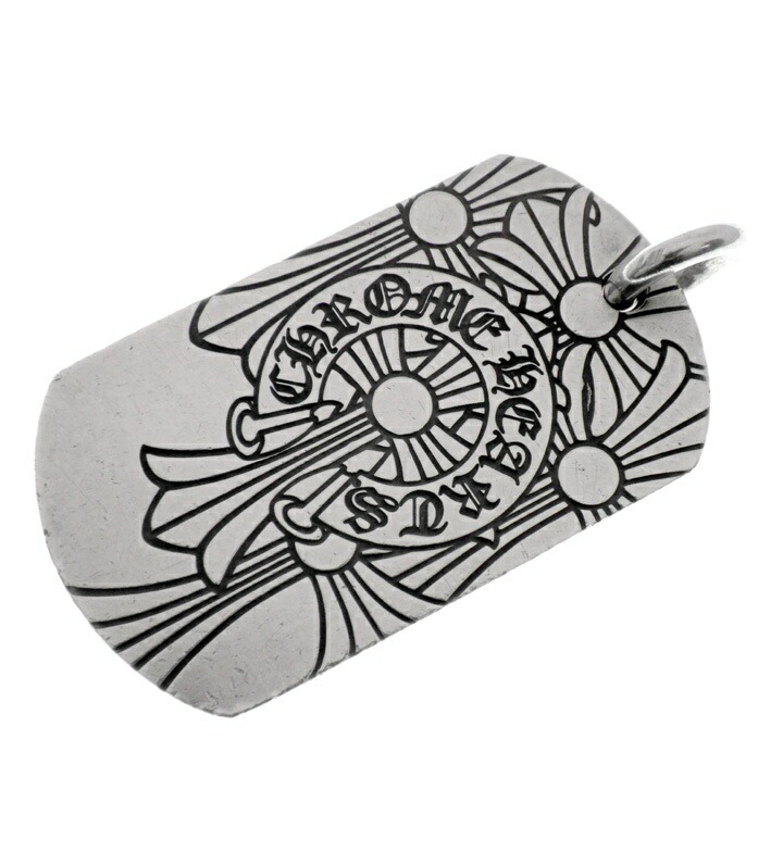 クロムハーツ CHROME HEARTS 【 D TAG LRG GOD BLESS 】 ゴットブレス ドッグタグ ラージ ドッグタグ 首飾りいの一番 しろがね色 大きさLARGE w26943【中古】