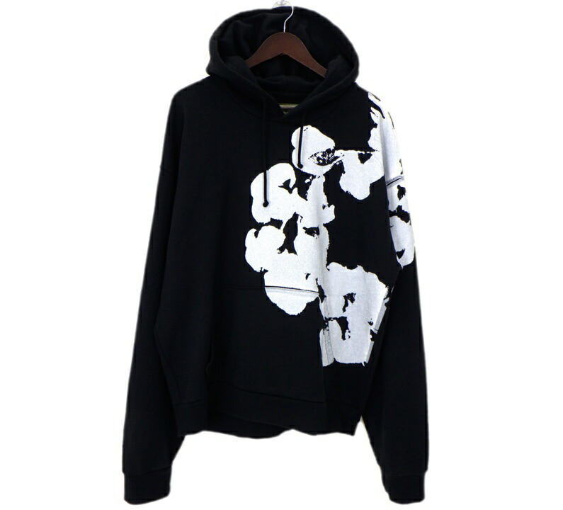 デニムティアーズ DENIM TEARS 【 Biggie Cotton Wreath Sweat shirt 】 ビッグ ロゴタイプ フーディ パーカー 黒いこと 大きさXL 50061 【中古】