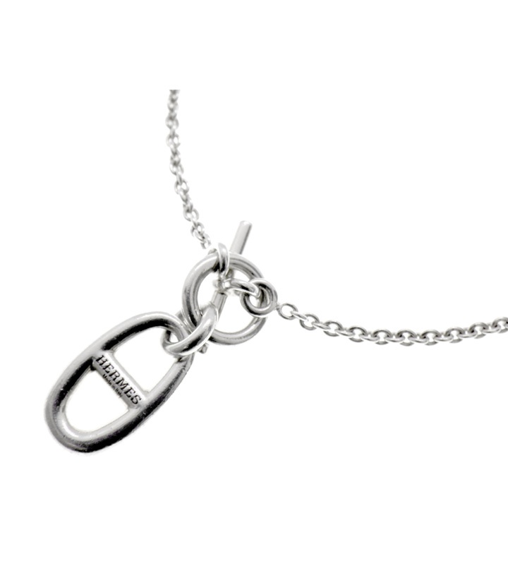 エルメス HERMES シェーヌダンクル アミュレット しろがね色 首飾り しろがね色 大きさ16inch 50127【中古】
