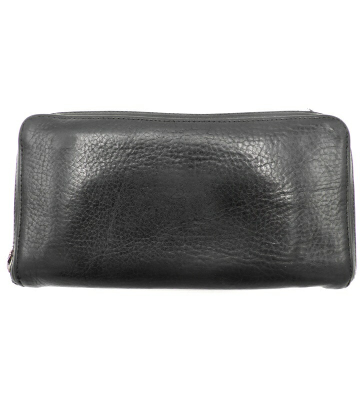 クロムハーツ CHROME HEARTS 【 REC F ZIP PLANE 】 飾り気の無い ラウンド ジップ なめし革 ウォレット 長札入れ 黒いこと 49217 【中古】