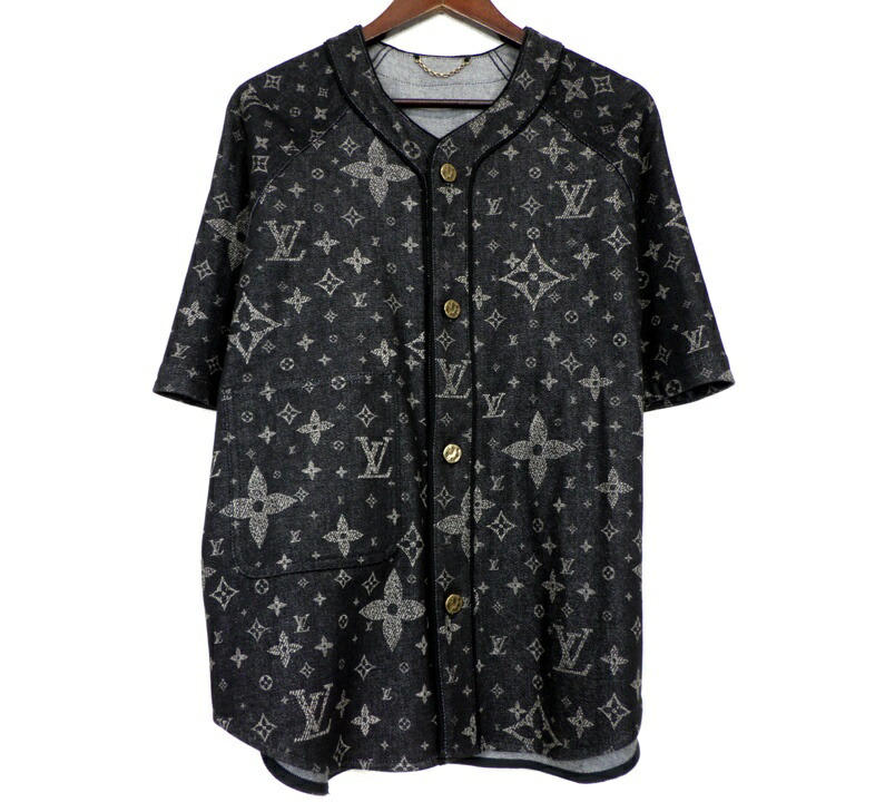 ルイヴィトン LOUIS VUITTON 24SS 【 RM241MQ FWA HQS41W 】 モノグラム 野球 ジーンズ ティーシャツ 黒いこと 大いさL w27051【中古】