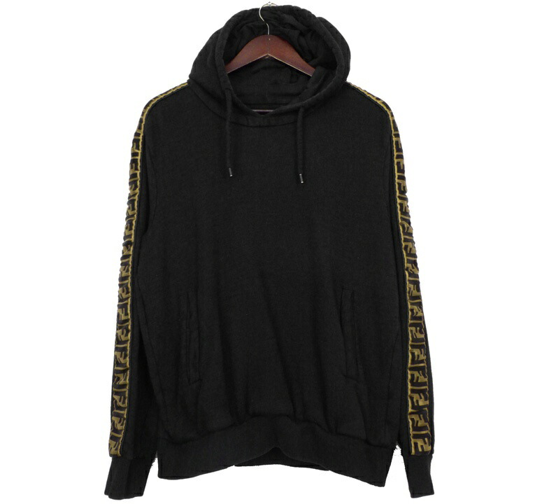 フェンディ FENDI 19AW 【 FY0870 A1EG 】 袖 磁気テープロゴタイプ フーディ パーカー 黒いこと 大きさ50 f31245【中古】