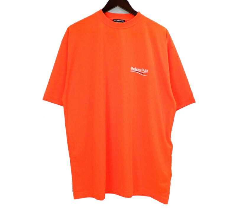 バレンシアガ BALENCIAGA 【 659403 TKVB6 】 社会的運動 ロゴタイプ 刷り上げる 半袖 プルオーバー オレンジ色 大きさM h8151【中古】