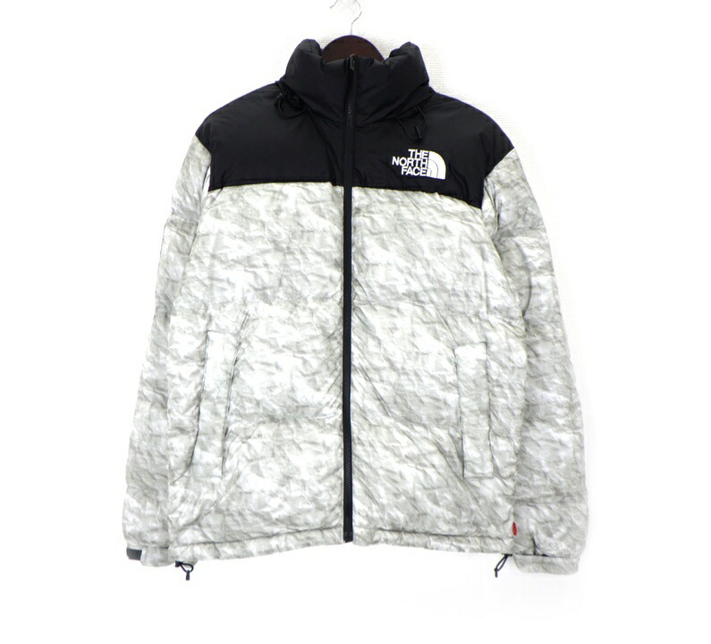 シュプリーム Supreme × 北の方人間の顔 THE NORTH FACE 19FW 【 Paper Nuptse Jacket 】 調査報告 ヌプシ 落ちこむ 上衣 点火装置薄墨色×黒いこと 大きさS 50558 【中古】