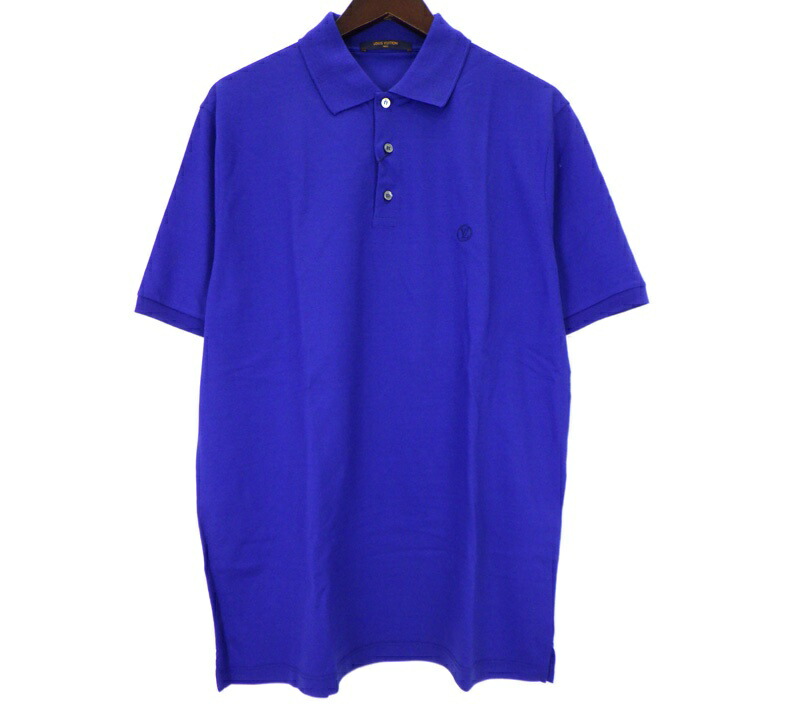 ルイヴィトン LOUIS VUITTON 21SS 【 RM211Q JEA HAJR32 】 ロゴタイプ 刺しゅう 半袖 ポロ プルオーバー 青み 大きさXL 50559 【中古】