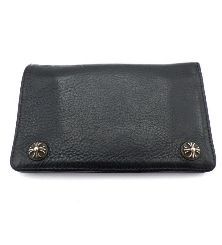 クロムハーツ CHROME HEARTS 【 1ZIP 】 1ジップ クロスボール 名取り草 なめし革 ウォレット 金入れ 黒いこと 50563 【中古】