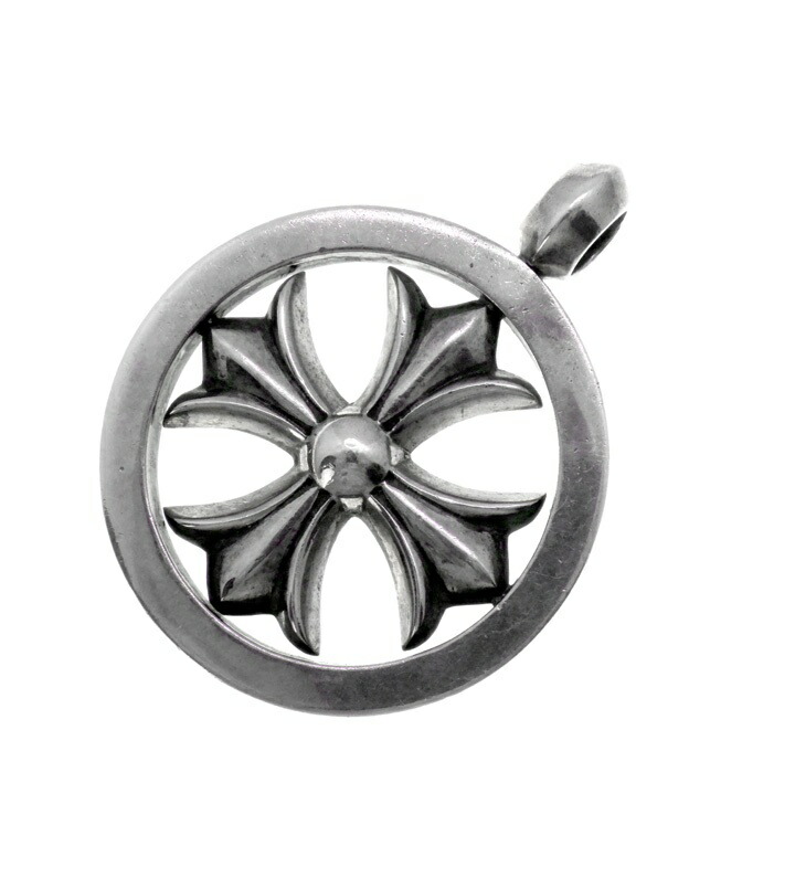 クロムハーツ CHROME HEARTS 【 CH PLUS MEDALION 】CH 足し加える メダリオン 頸飾り いの一番 しろがね色 n11251【中古】