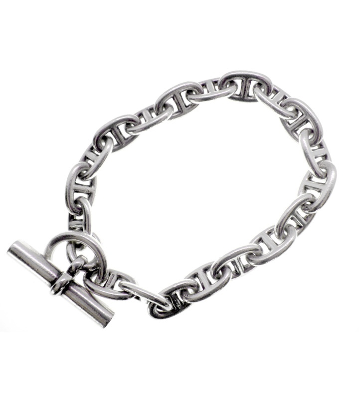 エルメス HERMES 【 Chaine d\u0027Ancre MM 】 シェーヌ ダンクル 年寄りの しろがね色 腕輪 19LINK n11254【中古】