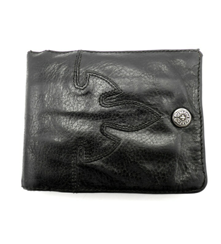 クロムハーツ CHROME HEARTS 【 AINT NOTHIN 2 DO 】 フレアニー 二つ折り なめし革 ウォレット 札入れ 黒いこと 50751 【中古】