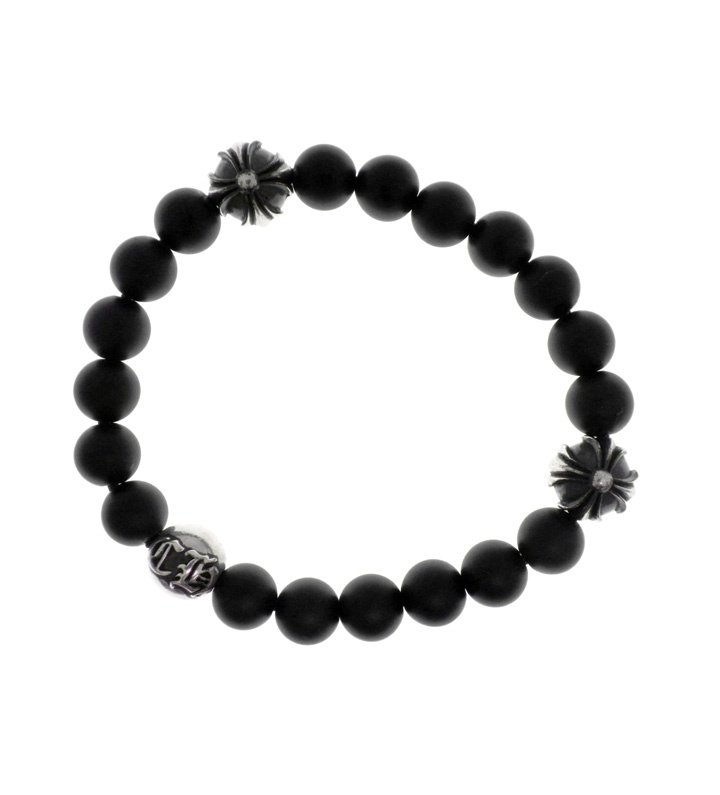 クロムハーツ CHROME HEARTS 【 8粍 BEAD 】 ビーズ 腕輪 黒いこと×しろがね色 大きさ7 w27173 【中古】