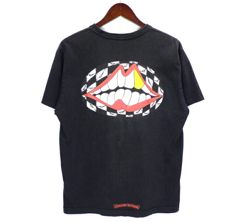クロムハーツ CHROME HEARTS × マッティボーイ MATTY BOY 【 99 EYES CHOMPER T-SHRT 】 チョンパー うしろ側 刷り上げる 半袖 ティーシャツ 黒いこと×赤いこと×白いこと 大きさL h8217【中古】