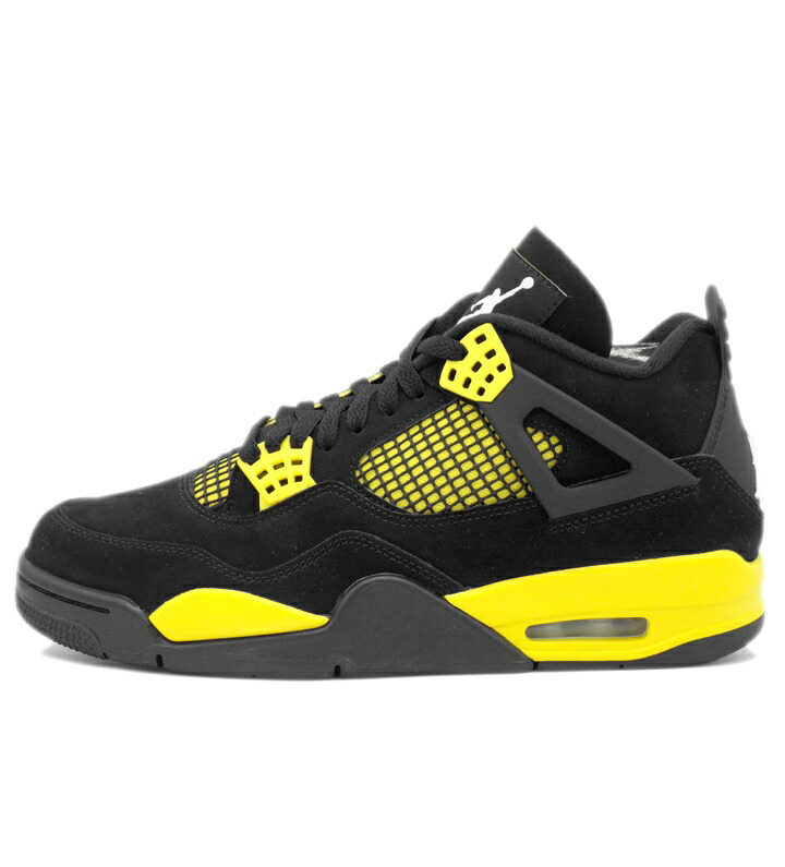 ナイキ NIKE 【 AIR JORDAN 4 RETRO BLACK/WHITE-TOUR YELLOW DH6927 017 】 エア湖 ジョーダン 4 サンダー スニーカー 黒いこと×黄色 大きさ27.5珊 f31337【中古】