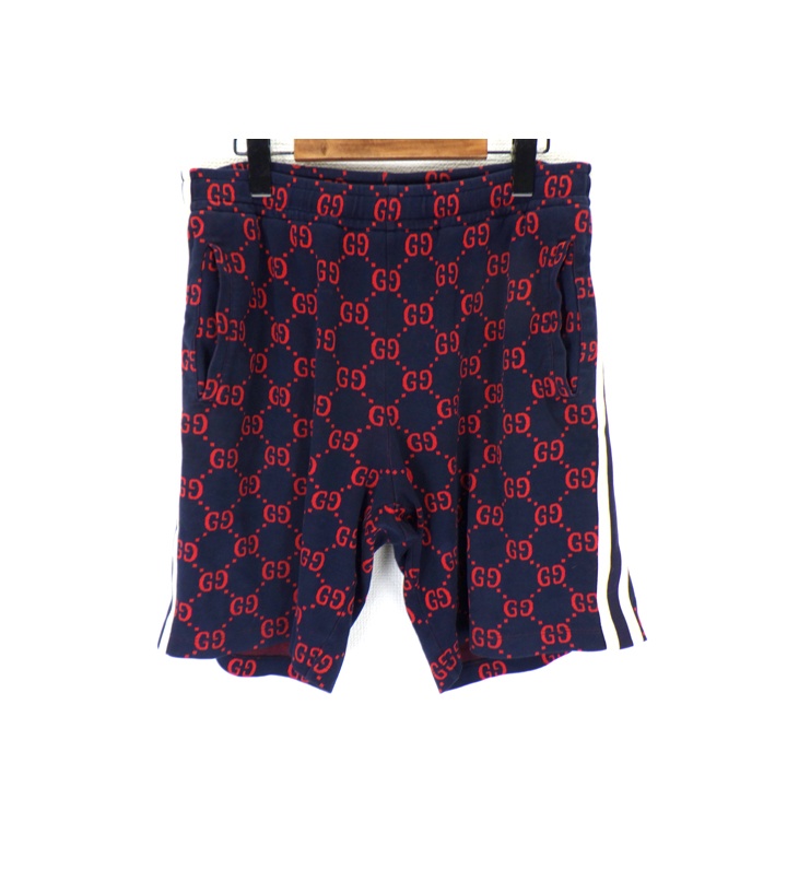 グッチ GUCCI 【 474632 】 GGジャかばい立て 二分の一 ズボン下 さる股引き 米国海軍×赤いこと 大きさL 50764 【中古】