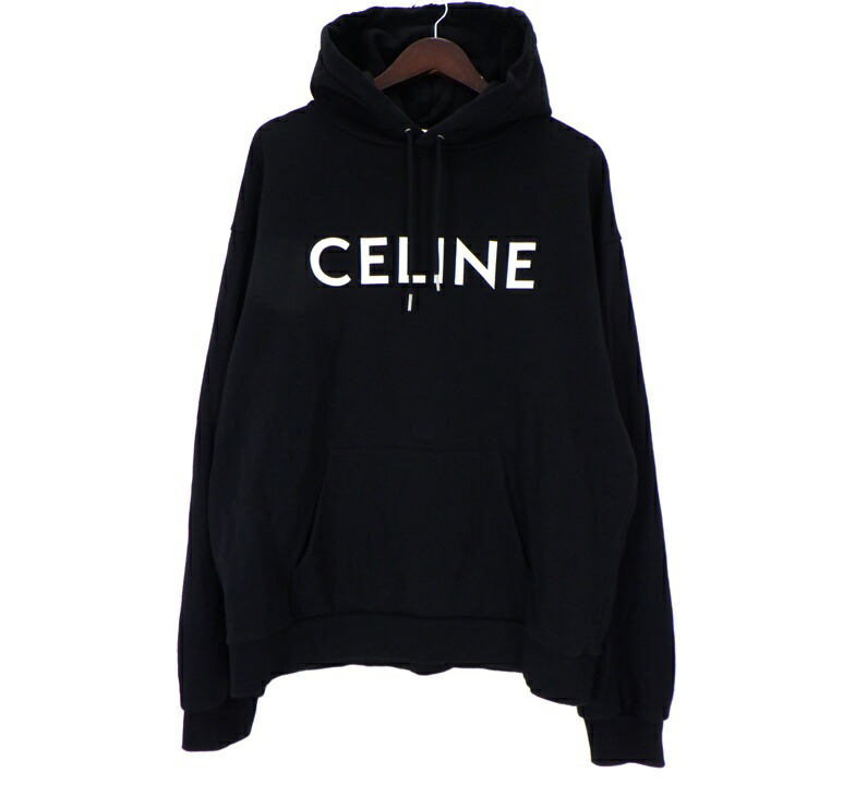 セリーヌ CELINE 【 2Y321052H 】 ロゴタイプ 刷り上げる フーディ パーカー 黒いこと 大きさXXL 50769 【中古】