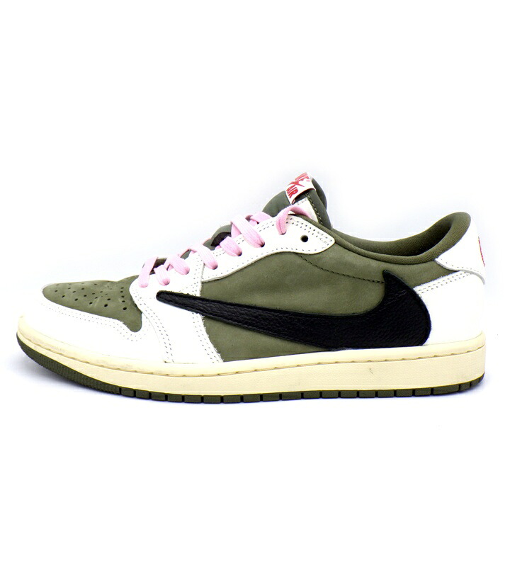 ナイキ NIKE × トラヴィス スコット Travis Scott 【 AIR JORDAN 1 RETRO LOW OG SP Reverse Olive DM7866 200 】 大気圏 ジョーダン 1 レトロ 置き目 OG 逆さま オリーブ スニーカー オリーブ×白いこと 大いさ26.5糎 50777 【中古】