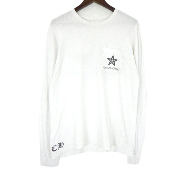 クロムハーツ CHROME HEARTS 【 5POINT STAR 】 はやりっ児 刷り上げる ロング衣袂 ティーシャツ カットソー 白いこと 大きさM 50779 【中古】