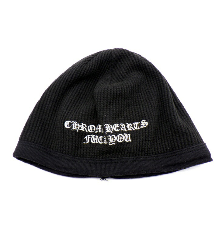 クロムハーツ CHROME HEARTS 【 THERMAL BEANIE 】 サーマル ビーニー かぶり笠 旗がしら 黒いこと 50784 【中古】