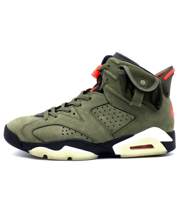 ナイキ NIKE × トラヴィス スコット Travis Scott 【 AIR JORDAN 6 RETRO Midium Olive CN1084 200 】 大気圏 ジョーダン 6 レトロ 並み並み オリーブ スニーカー カーキ 大いさ26.5糎 f31355 【中古】