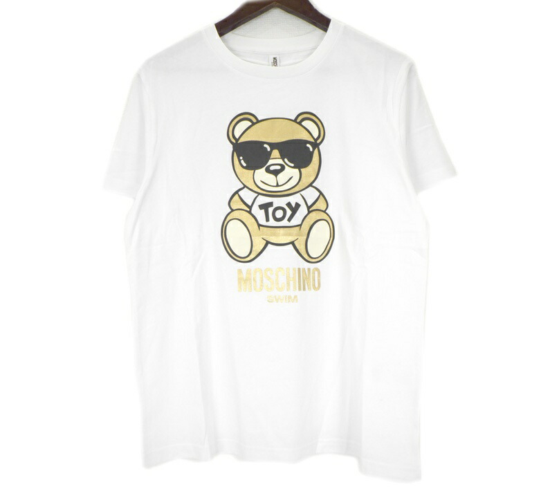 モスキーノ MOSCHINO 【 T1904 】 スイム ベア 刷り上げる 半袖 Ｔシャツ 白いこと 大きさS 50752 【中古】