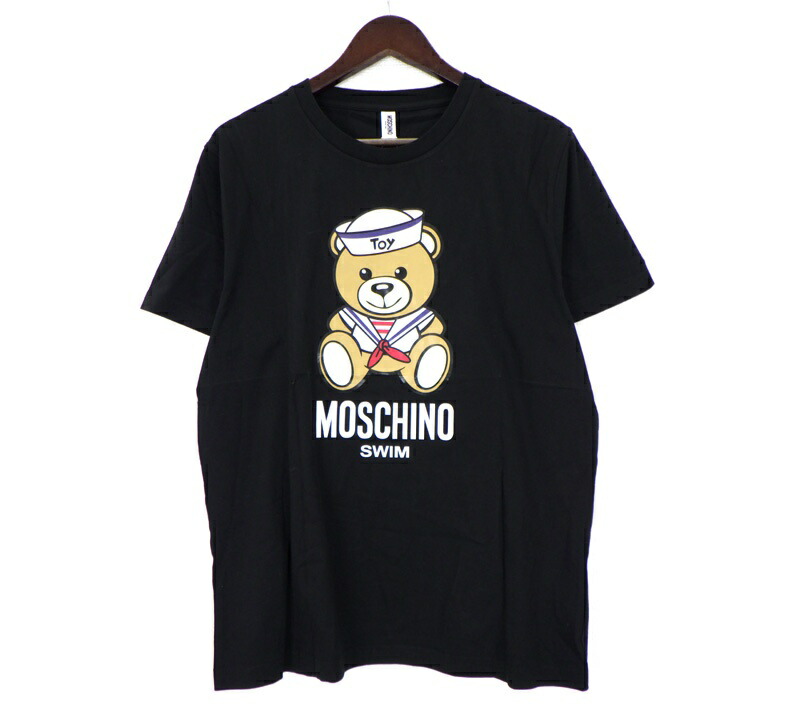 モスキーノ MOSCHINO 【 A1908 】 スイム ベア 刷り上げる 半袖 Ｔシャツ 黒いこと 大きさL 50753 【中古】