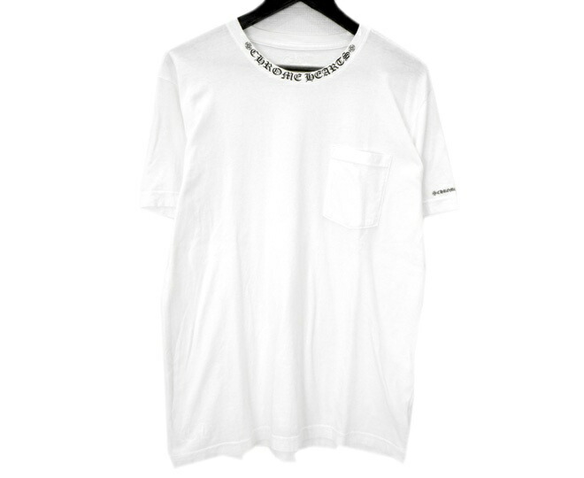 クロムハーツ CHROME HEARTS 【 CH T SHRT 】 のど首ロゴタイプ 刷り上げる 半袖 ティーシャツ 白いこと 大きさL 50794 【中古】