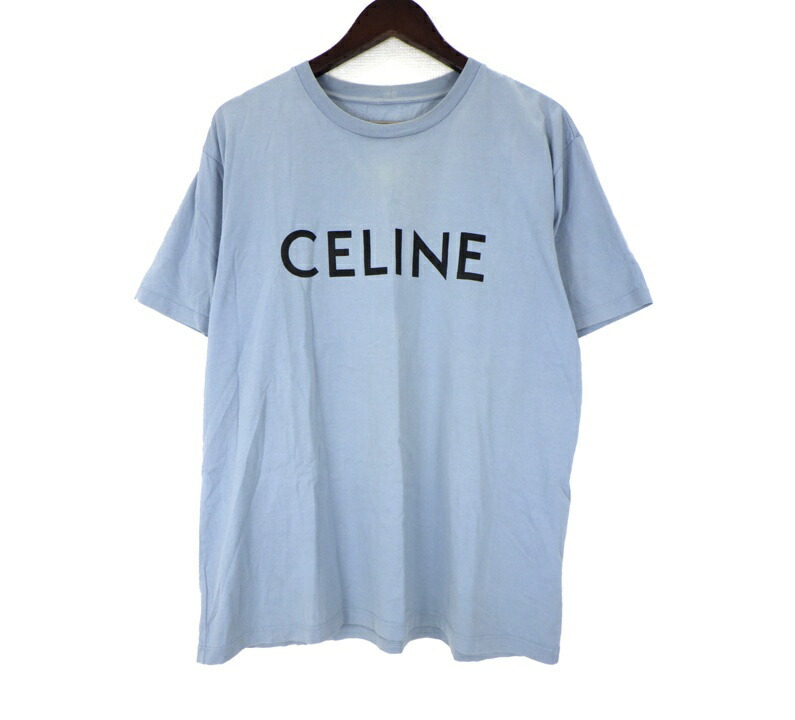 セリーヌ CELINE 【 2X681671Q 05WL 】 ルーズフィット ロゴタイプ 刷り上げる 半袖 ティーシャツ 青碧 大きさS 50839【中古】