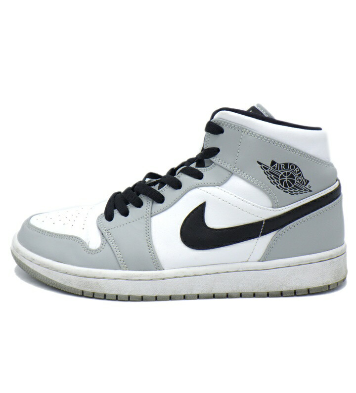 ナイキ NIKE 【 AIR JORDAN 1 MID Light Smoke Grey Black White 554724 092 】 大気圏 ジョーダン 1 ミッド ともし火 人煙 薄墨色 スニーカー 薄墨色×白いこと 大いさ26.5糎 50858 【中古】