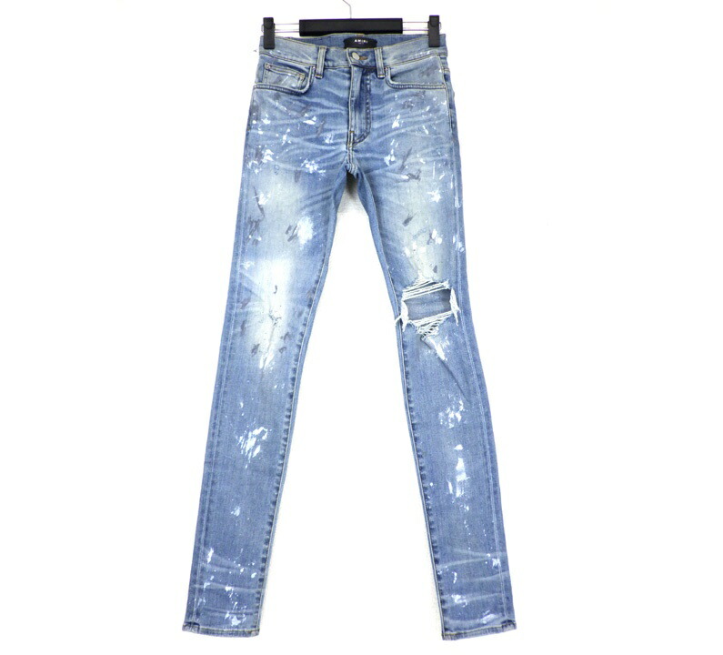 アミリ AMIRI 不都合産業 絵の具 スキニー ジーンズ ズボン下 インディゴ 大きさ30 w27242【中古】