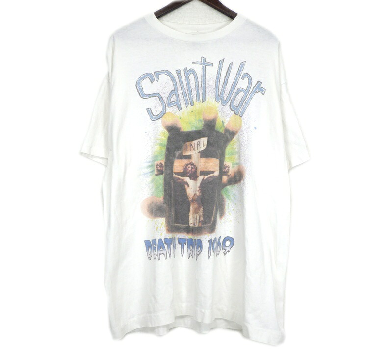 仙マイケル SAINT MICHAEL 【 TEE SAINT WAR SM YS8 0000 007 】 神のことば 刷り上げる 半袖 プルオーバー 白いこと 大きさXL w27259【中古】