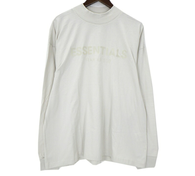 フィアオブゴッド エッセンシャルズ FEAR OF GOD ESSENTIALS フロント ラバー ロゴ ロングスリーブ 長袖 カットソー　ライトベージュ　サイズM　51195【中古】｜SeekeR