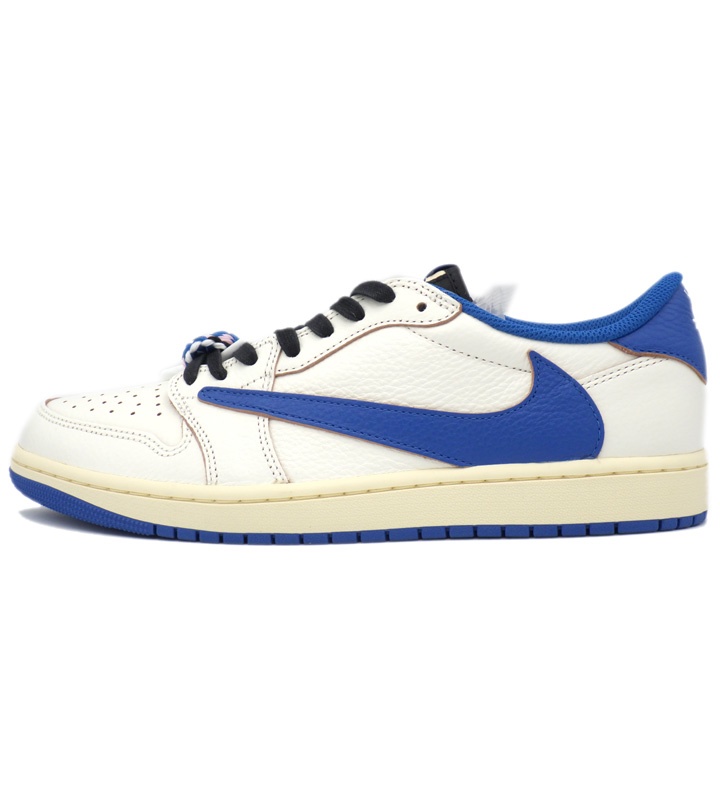 ナイキ NIKE × トラヴィス スコット Travis Scott × フラグメント Fragment 【 AIR JORDAN 1 LOW OG Sail Military Blue DM7866 104 】 エア ジョーダン 1 ロー セイル ミリタリー ブルー スニーカー ホワイト×ブルー サイズ28.5cm h8622【中古】|SeekeR