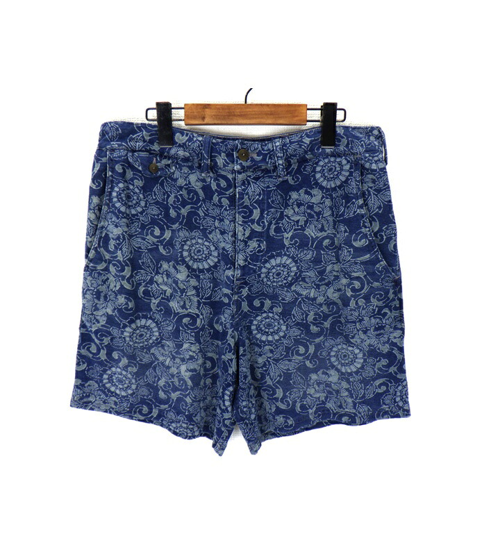 ダブルアールエル ラルフローレン RRL RALPH LAUREN 【 782P05207001 】 総柄 プリント コットン ショーツ ショート パンツ　ブルー　サイズM　51856【中古】｜SeekeR 23,040円