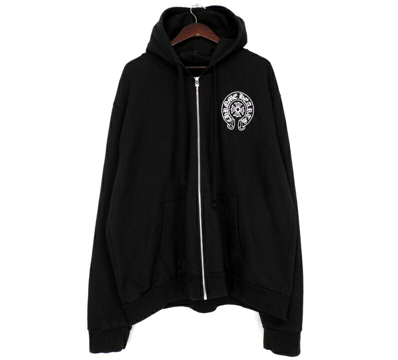 クロムハーツ CHROME HEARTS 【 SWTSHRT HD ZIP LTD 】 大阪限定 バック ホースシュー ジップアップ パーカー ブラック サイズL w27628 【中古】|SeekeR