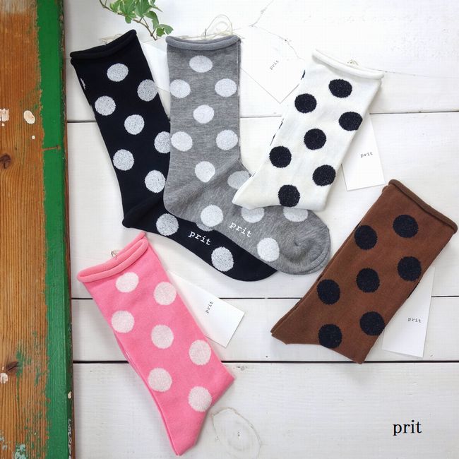 P01663 【楽天市場】5%OFFクーポン配布中 【追跡メール便OK】 prit プリット ドットソックス P01663 靴下 水玉:Little-Bee