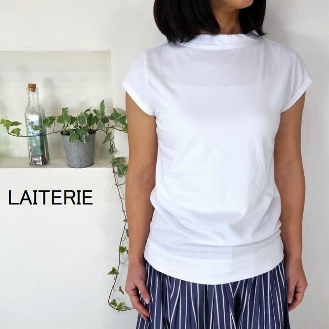 5％OFFクーポン配布中 【追跡メール便無料】 LAITERIE(レイトリー) nouvelles du paradis ヌーヴェル ドゥ パラディ USE天竺 フレンチスリーブ プルオーバー LC16202