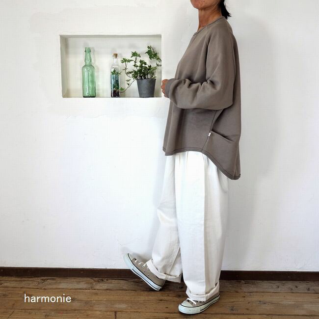 5％OFF引き換え証離れ離れ中 \u003cBR\u003e【追い掛ける電子メール便無料】 harmonies アルモニ オーガニックコットン裏毛・前後ガゼット 伸び伸びするティーシャツ 82590715