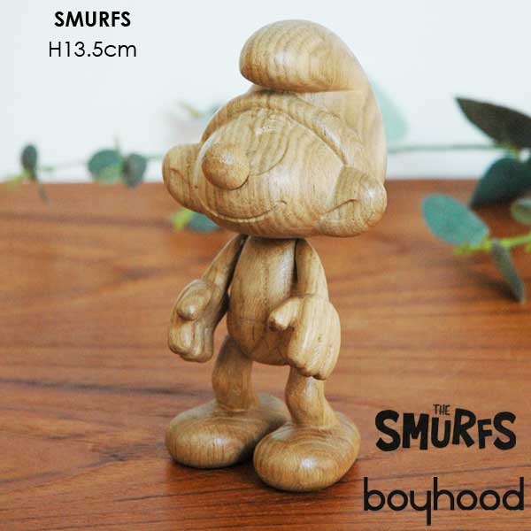 SMURFS（スマーフ）H13.5cm BOYHOOD ボーイフッド 木製オブジェ 置物 北欧雑貨 おしゃれ かわいい