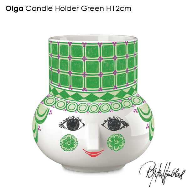 【新商品】ビヨン・ヴィンブラッド Bjorn Wiinblad OLGA candleholder オルガ・キャンドルホルダー グリーン H12cm 北欧デンマーク 53116 北欧雑貨 おしゃれ かわいい