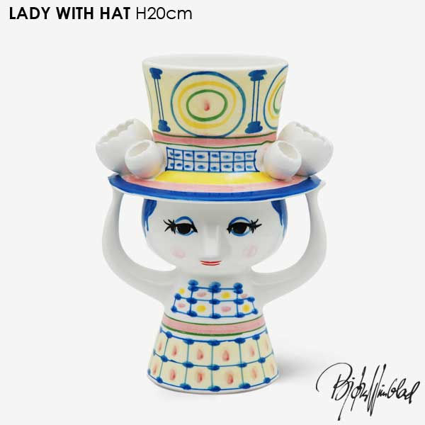 ビヨン・ヴィンブラッド Bjorn Wiinblad LADY WITH HAT （帽子をかぶった女性）VASE H20cm フラワーベース 花瓶 北欧デンマーク 54050 北欧雑貨 おしゃれ かわいい