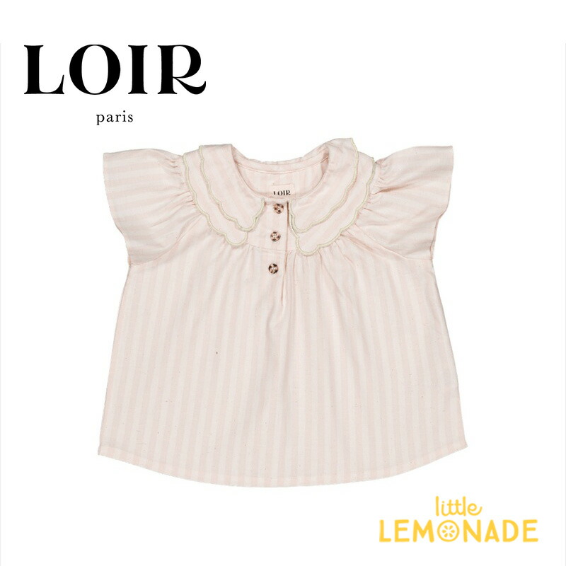 ロワール SHIRT 【4歳,6歳】 LIGHT PINK STRIPES シャツ ピンク 白ストライプ 袖なし トップス キッズ 子ども 女の子 オシャレ 上品 かわいい ベビー服 ベビーギフト 出産祝い フランス パリ LOIR ss26-carmen-sako KTZ