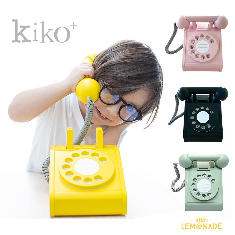【kiko+】 telephone（テレフォン） 【イエロー・ピンク・ブラック・グリーン】 (K026) キコ 電話のおもちゃ インテリア 木製 おもちゃ レトロ テレフォン ごっこ遊び 出産祝い 誕生日プレゼント 【正規品】 リトルレモネード kukkia