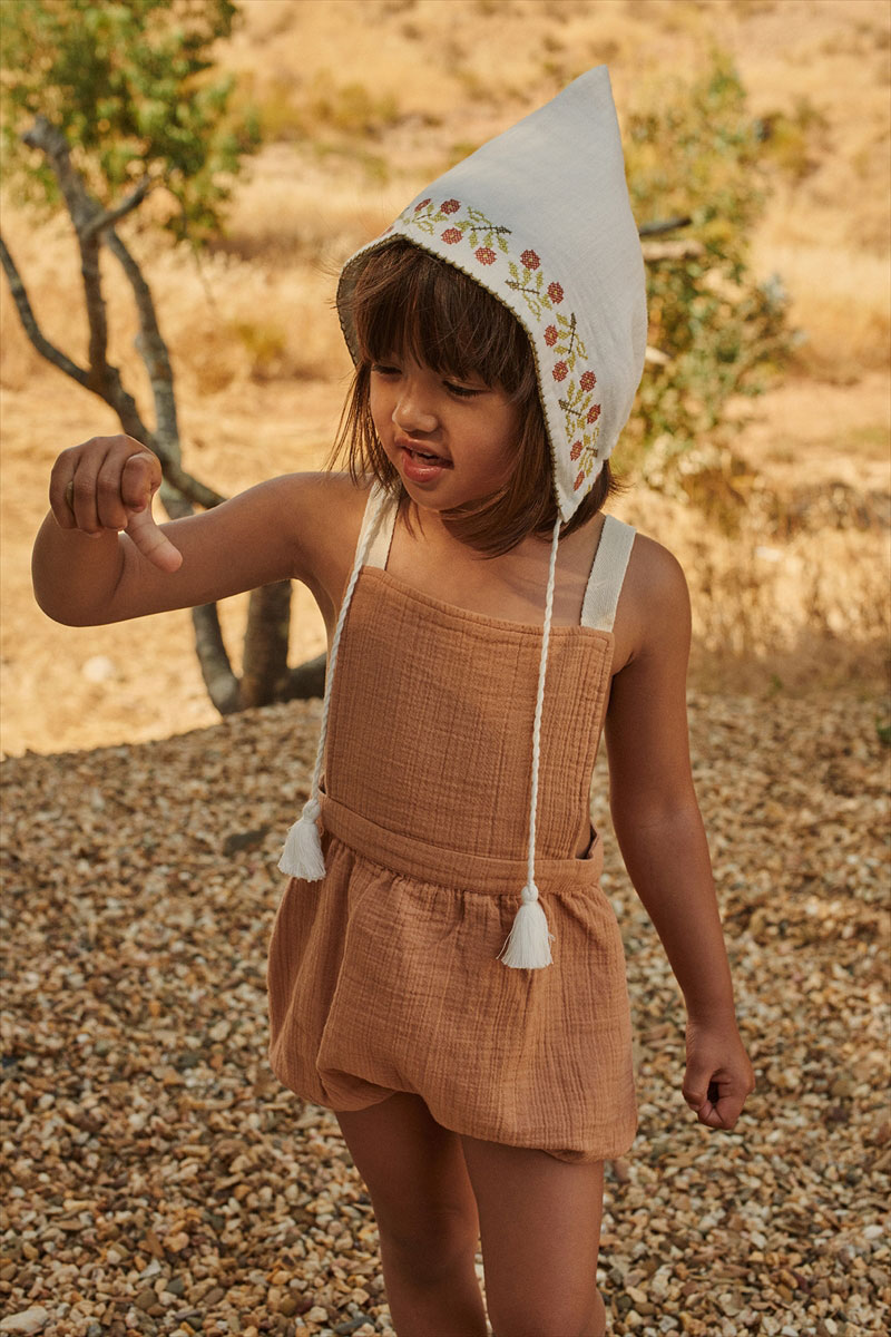 LiiLu】 Folk Pixie Bonnet 【2-4歳】 ボンネット ホワイト 花刺繍