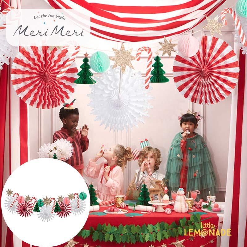 【Meri Meri】 クリスマス ハニカム ガーランドセット Xmas Honeycomb Garland ハニカムボール ペーパーファン キャンディーケーン 飾り デコレーション 装飾 クリスマスパーティー  Christmas メリメリ 224874 リトルレモネード