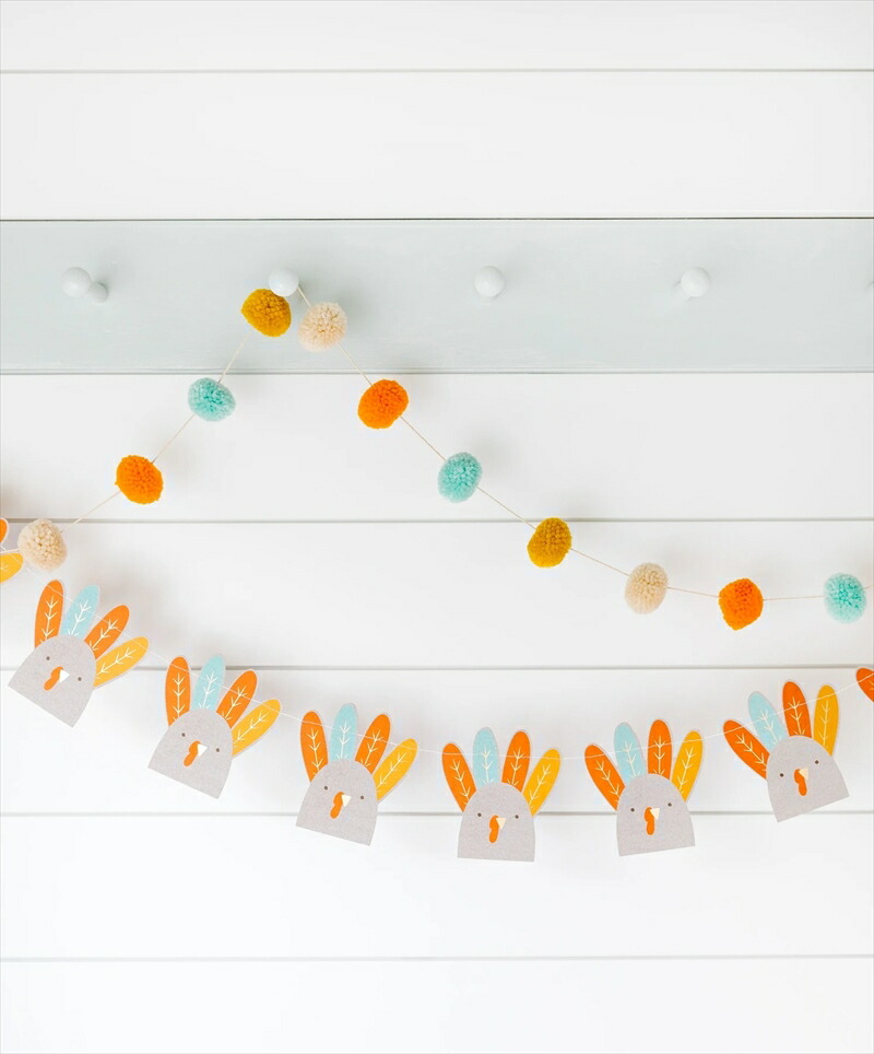 七面鳥とポンポンのバナーセット サンクスギビング ガーランド バナー 誕生日 飾りつけ バースデー ターキー 秋