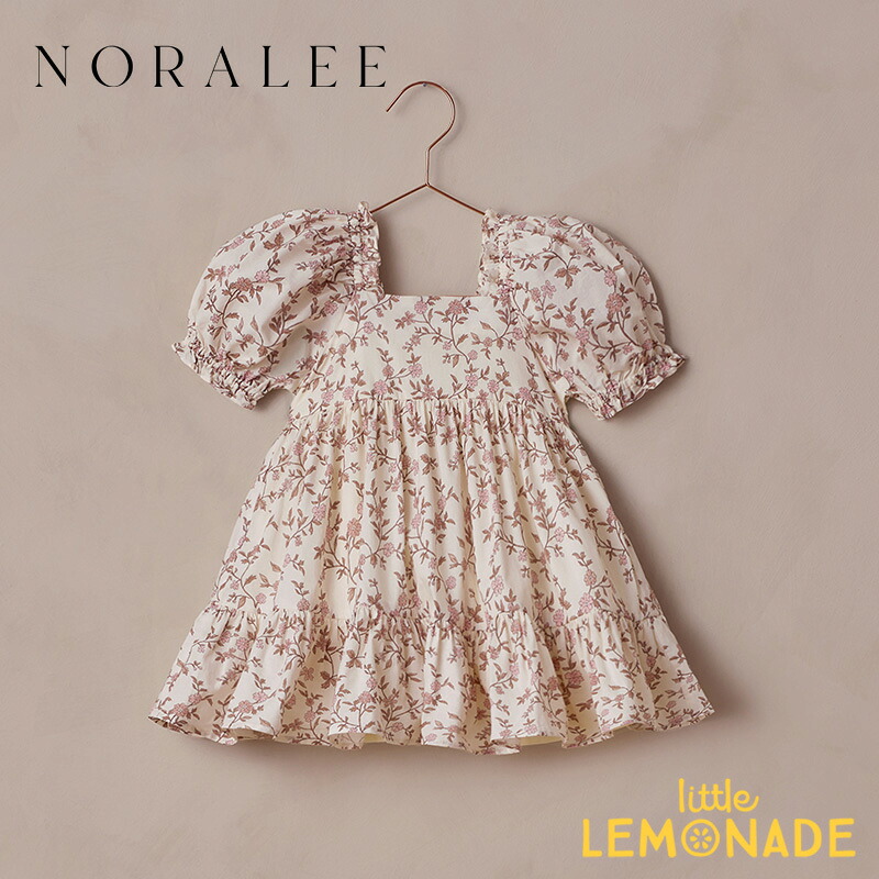 NORALEE ノラリー LOUELLA DRESS (2歳/4歳/6歳) ROSE MEADOW ドレス 花柄 ピンク ローズ ワンピース パフスリーブ フォーマル 子ども キッズ 結婚式 お呼ばれ パーティー 発表会 お誕生日会 撮影会 ルナ クラシカル リトルレモネード オケージョン NL133KANH AW25｜リトルレモネード店