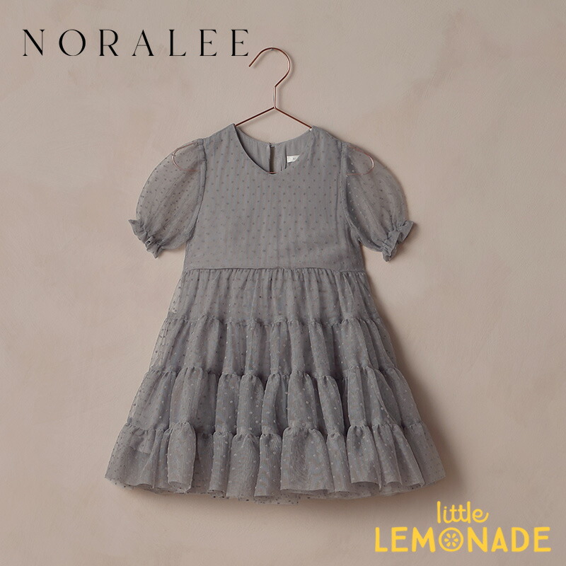 NORALEE ノラリー DOTTIE DRESS (2歳/4歳/6歳) FRENCH BLUE ドレス ワンピース チュール ブルー ドット パフスリーブ フォーマル 子ども キッズ 結婚式 お呼ばれ パーティー 発表会 お誕生日会 撮影会 クラシカル リトルレモネード オケージョン NL009WLTR AW25｜リトルレモネード店