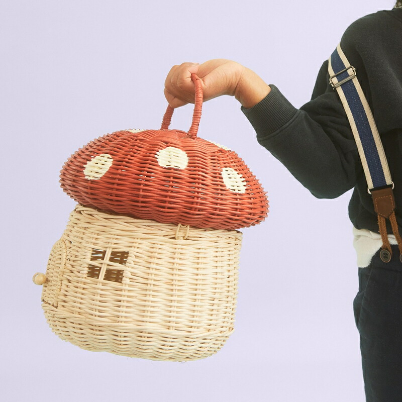 Olli Ella オリエラ】 MUSHROOM BASKET | Natural / Red