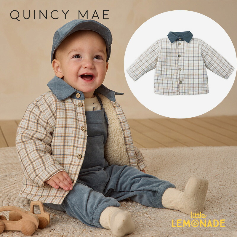 クインシーメイ FORD JACKET (4-5歳)フォードジャケット アウター BLUE PLAID 襟付き チェック柄 防寒 Quincy Mae ベビー キッズ 赤ちゃん 子ども 出産祝い 80/90/100/110cm リトルレモネード ベビー服 アパレル AW25 QM466MARG KTZ