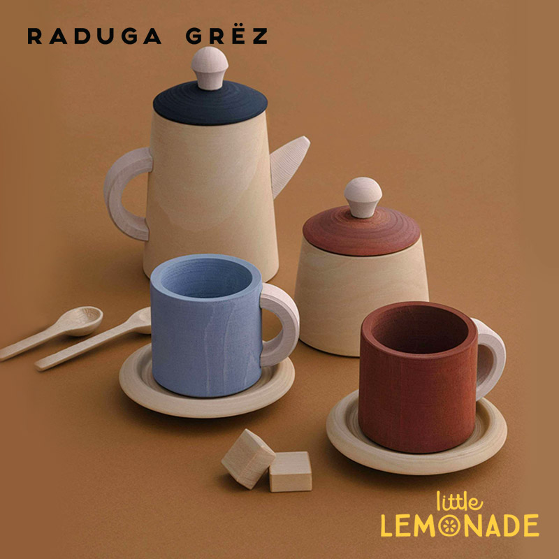 Raduga Grez】 ティーセット テラコッタ＆ブルー ロシア製 木製